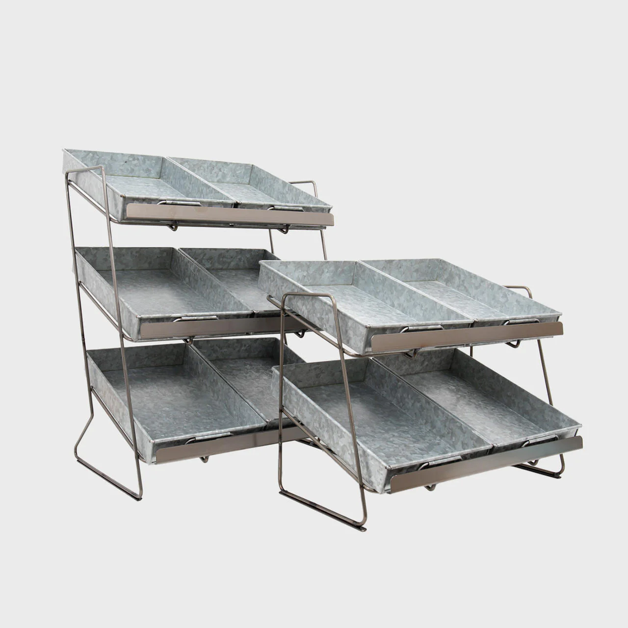 Railton tiered countertop display unit with small metal trays - Image 4
