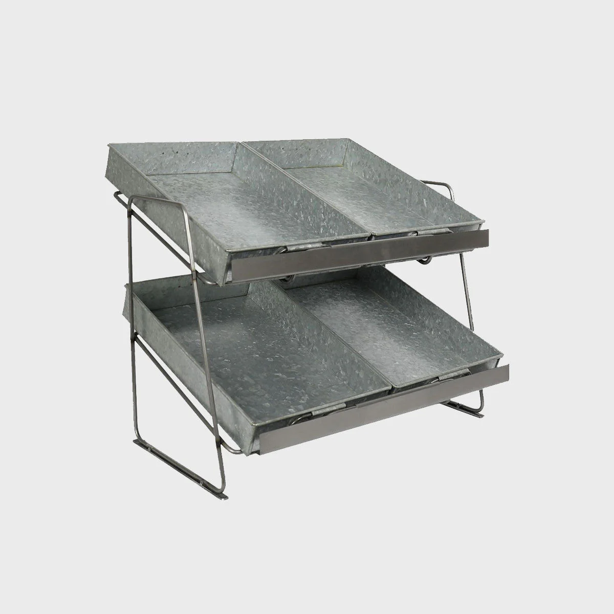 Railton tiered countertop display unit with small metal trays - Image 5