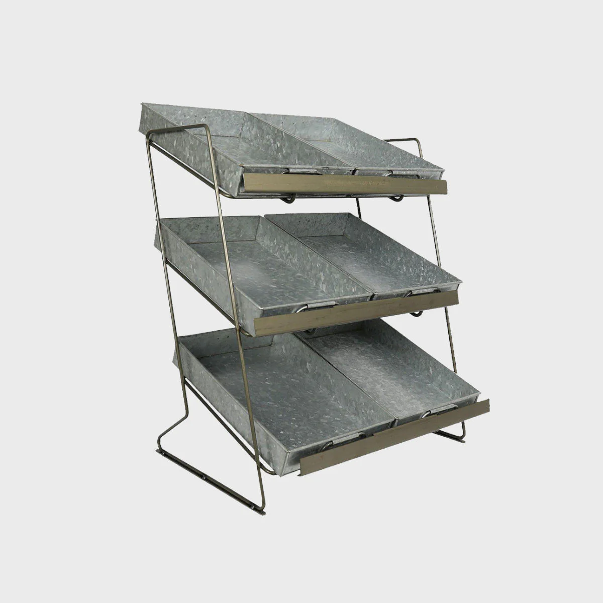 Railton tiered countertop display unit with small metal trays - Image 6