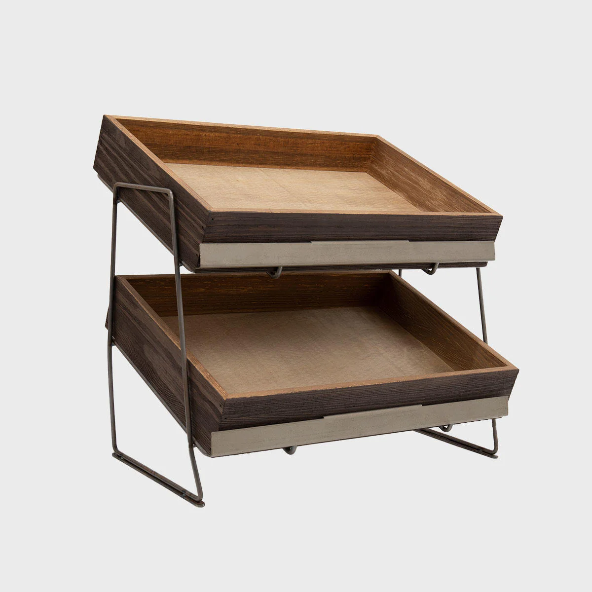 Railton tiered countertop display unit with small wooden trays - Image 3