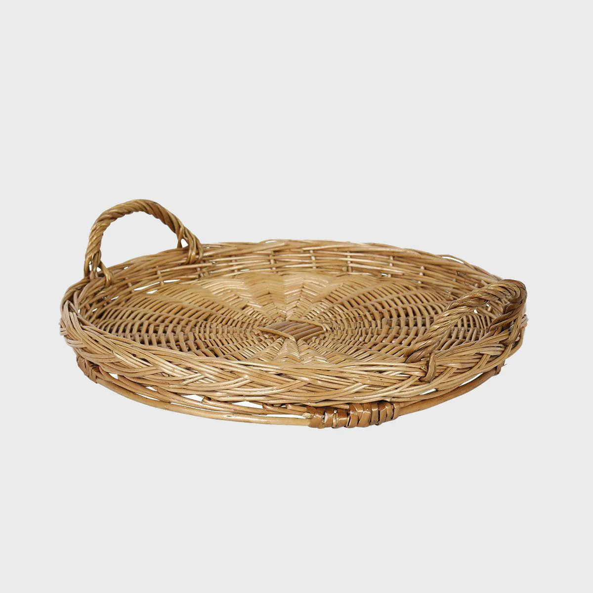 Rutland medium round wicker tray with handles
